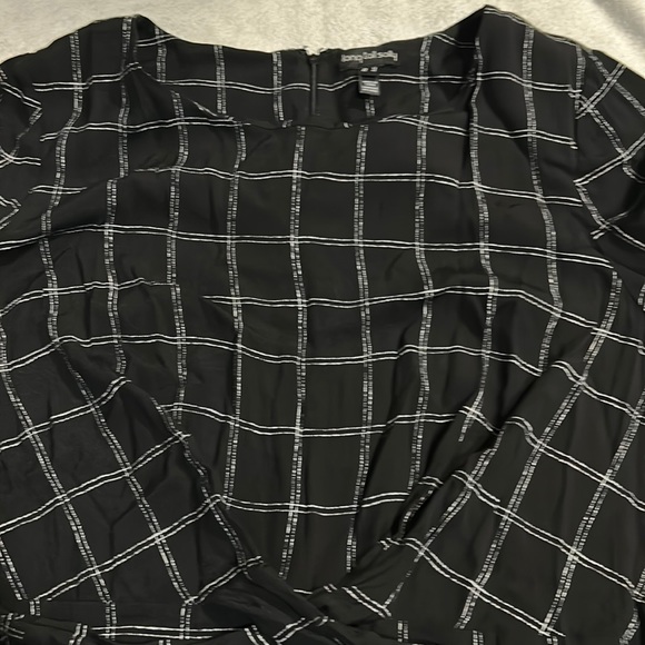 Long Tall Sally Black Dress Twist Detail Check Woven Plus Size 20 - Picture 3 of 9